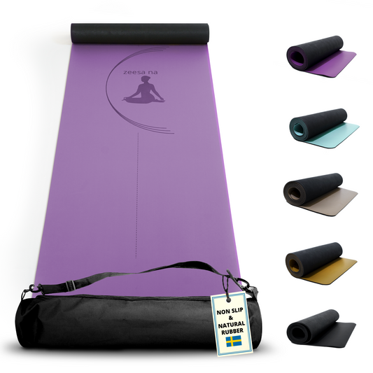 Lila Premium Yogamatta Halkfri, Hot Yogamatta med Yogaväska PRO SOCK